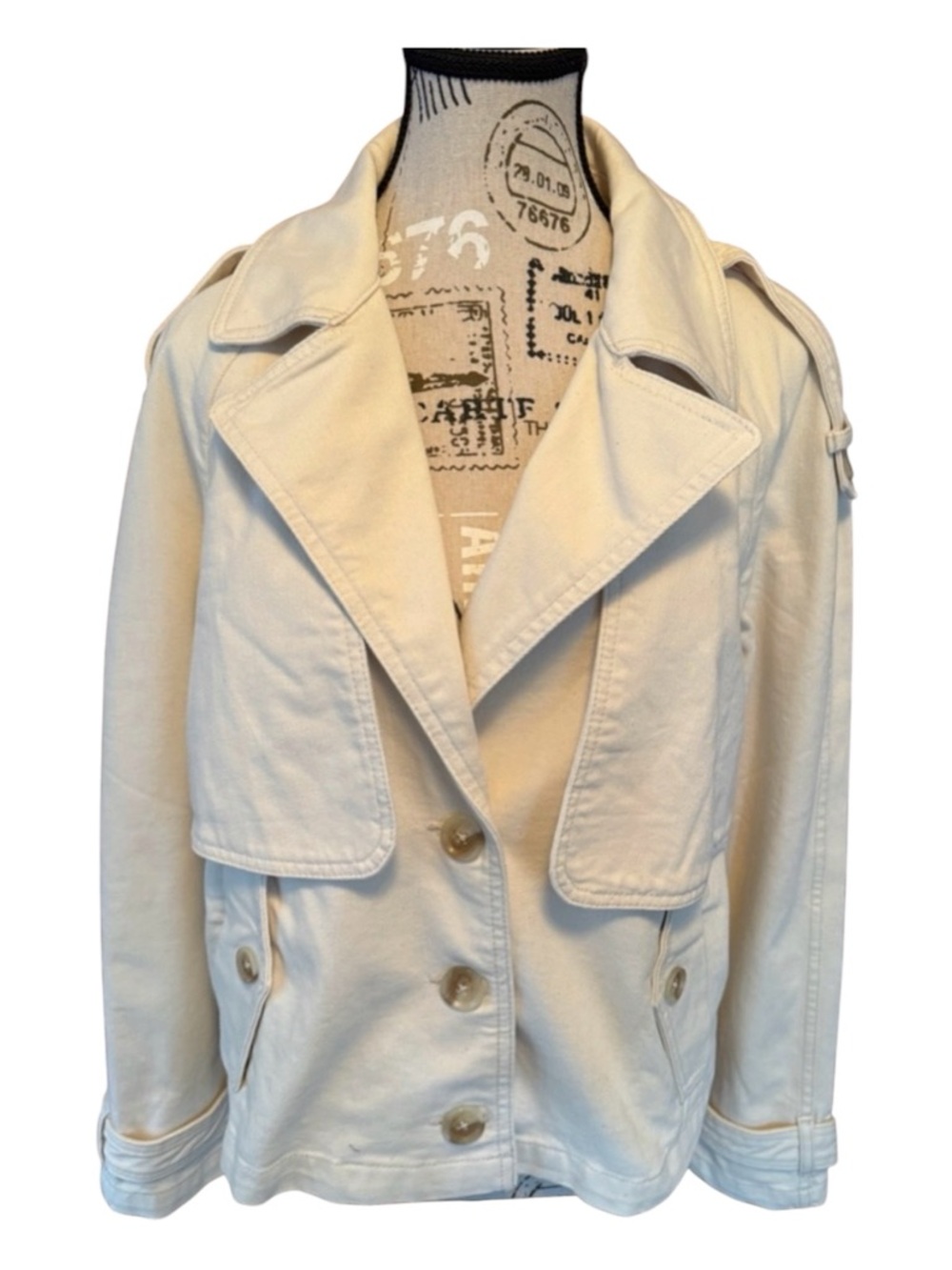 Banana Republic Factory Ivory Short Trench Jacket • Medium